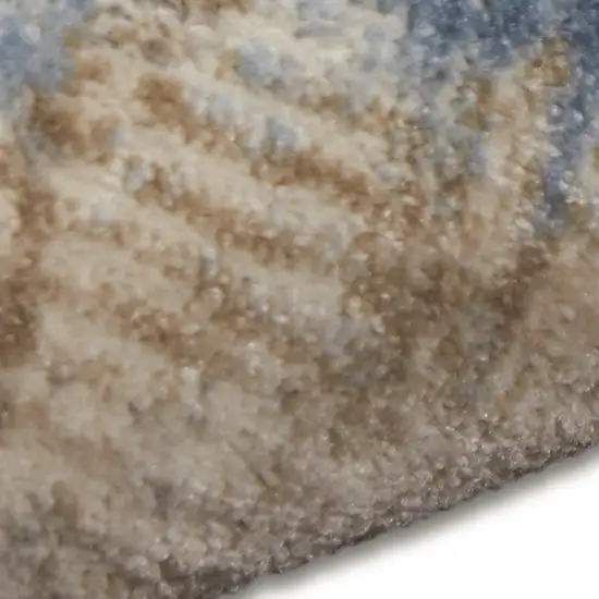7' Beige Abstract Runner Rug Photo 7