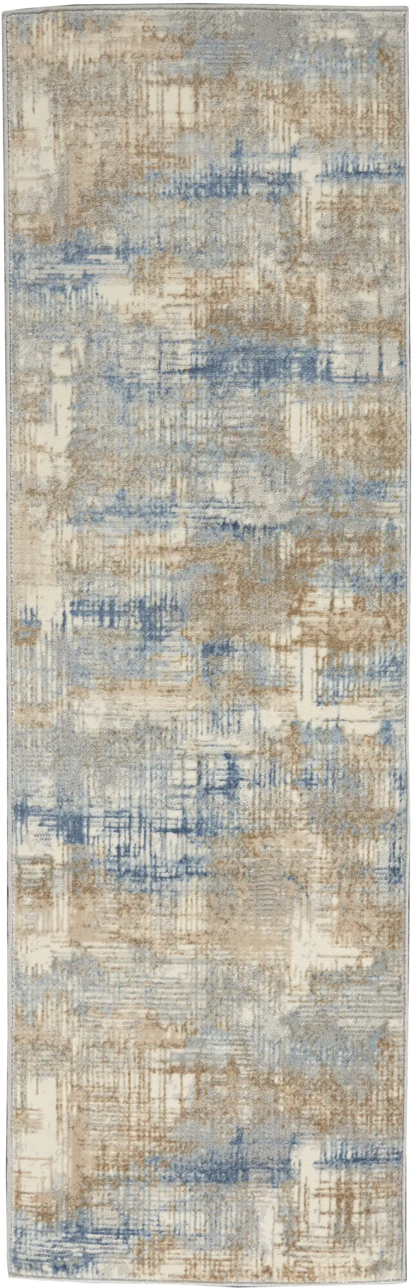 7' Beige Abstract Runner Rug Photo 2