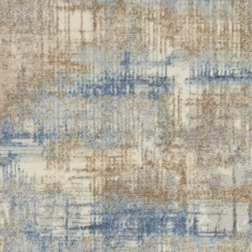 7' Beige Abstract Runner Rug Photo 3