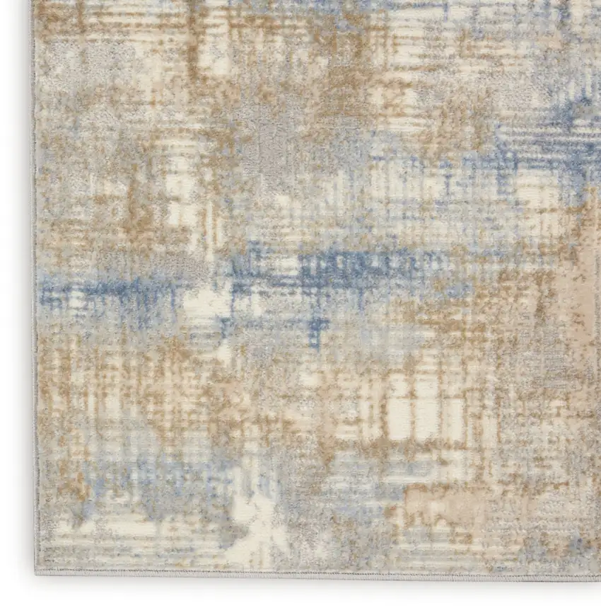 7' Beige Abstract Runner Rug Photo 9