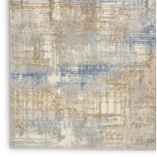 7' Beige Abstract Runner Rug Photo 9