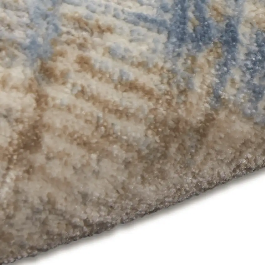 7' Beige Abstract Runner Rug Photo 8