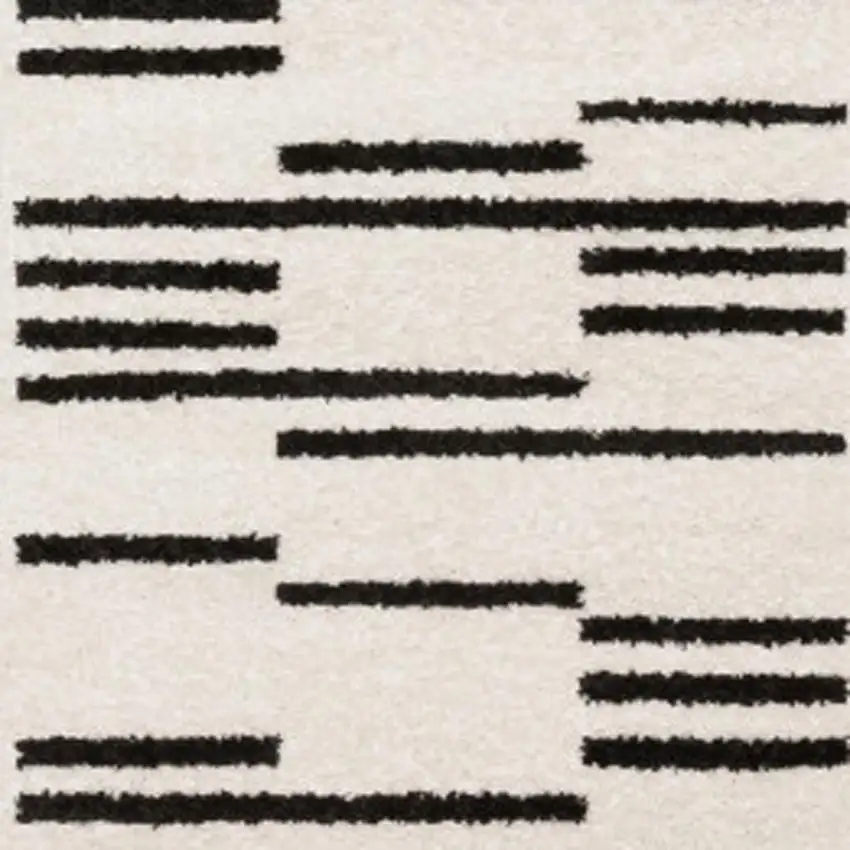 7' Beige And Black Abstract Runner Rug Photo 4