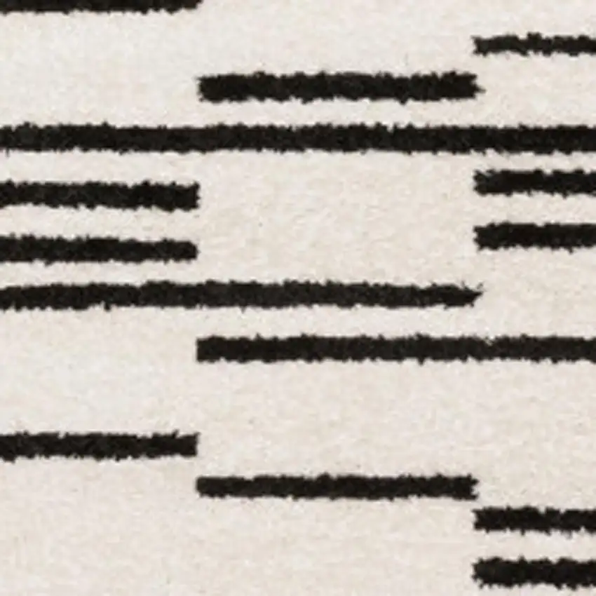 7' Beige And Black Abstract Runner Rug Photo 3