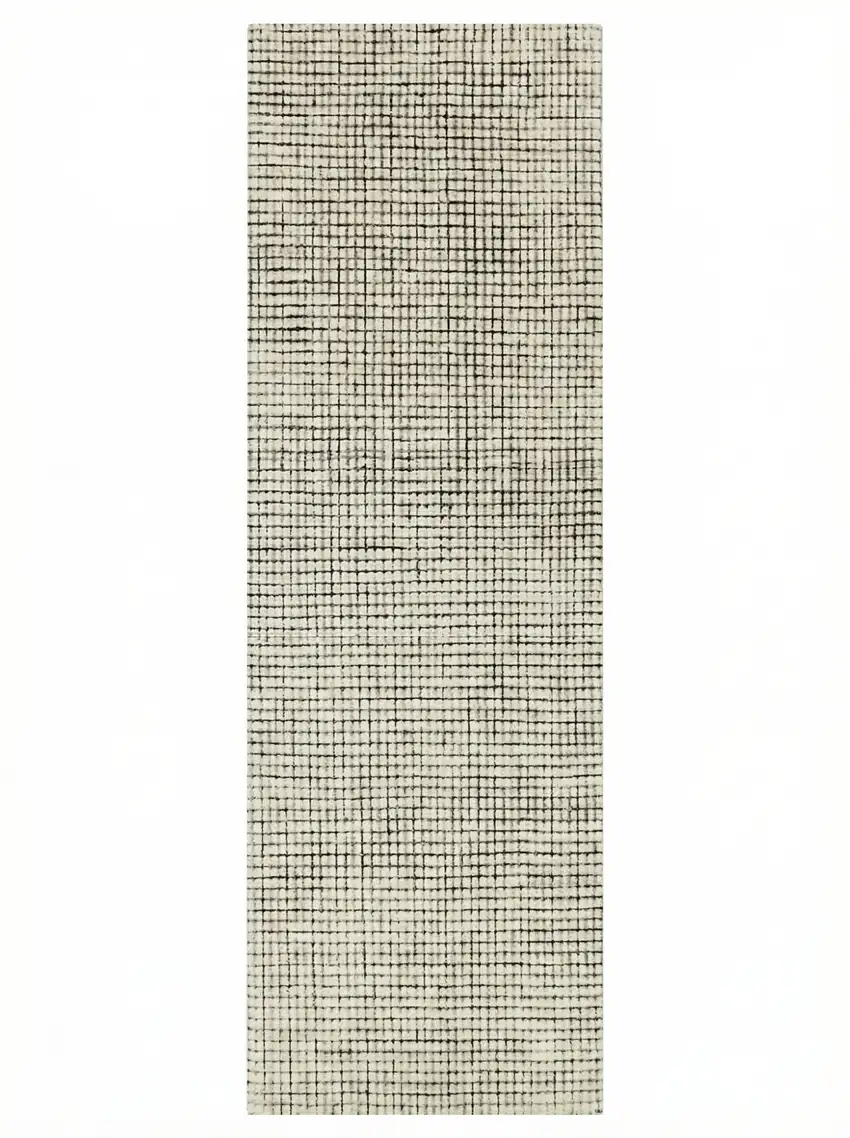 8' Beige And Black Checkered Area Rug Photo 1