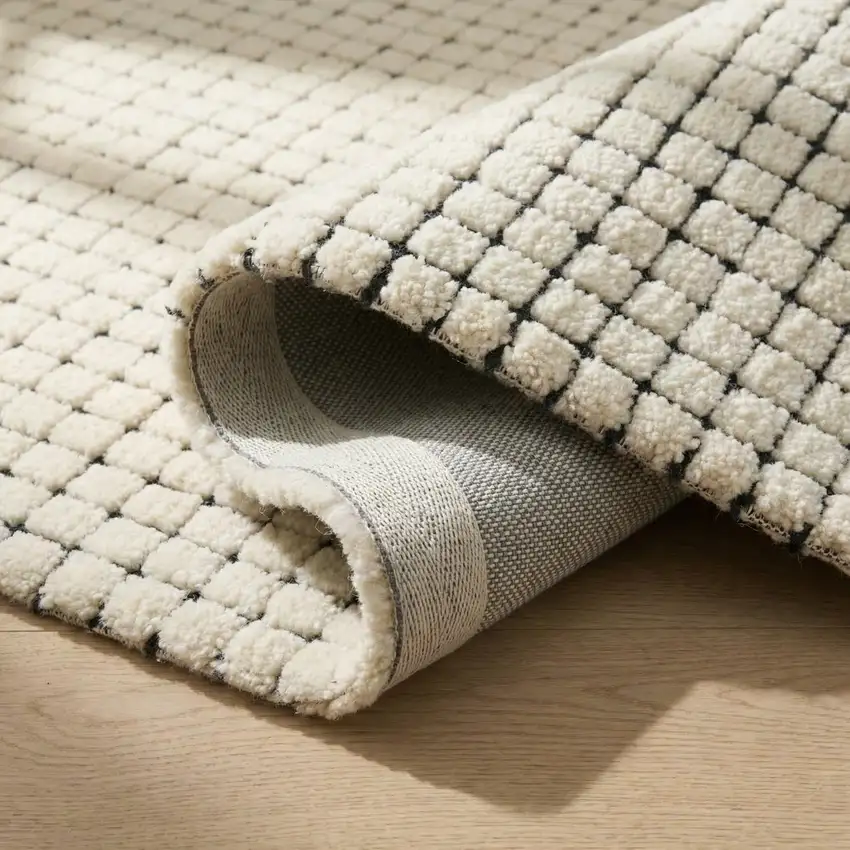 8' Beige And Black Checkered Area Rug Photo 6