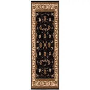 Photo of 6' Beige And Black Oriental Runner Rug