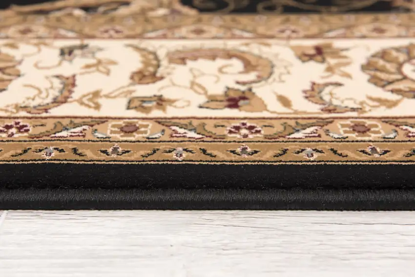 6' Beige And Black Oriental Runner Rug Photo 9