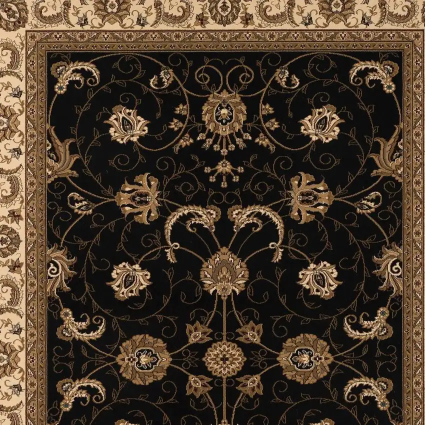 12' Beige And Black Oriental Runner Rug Photo 5