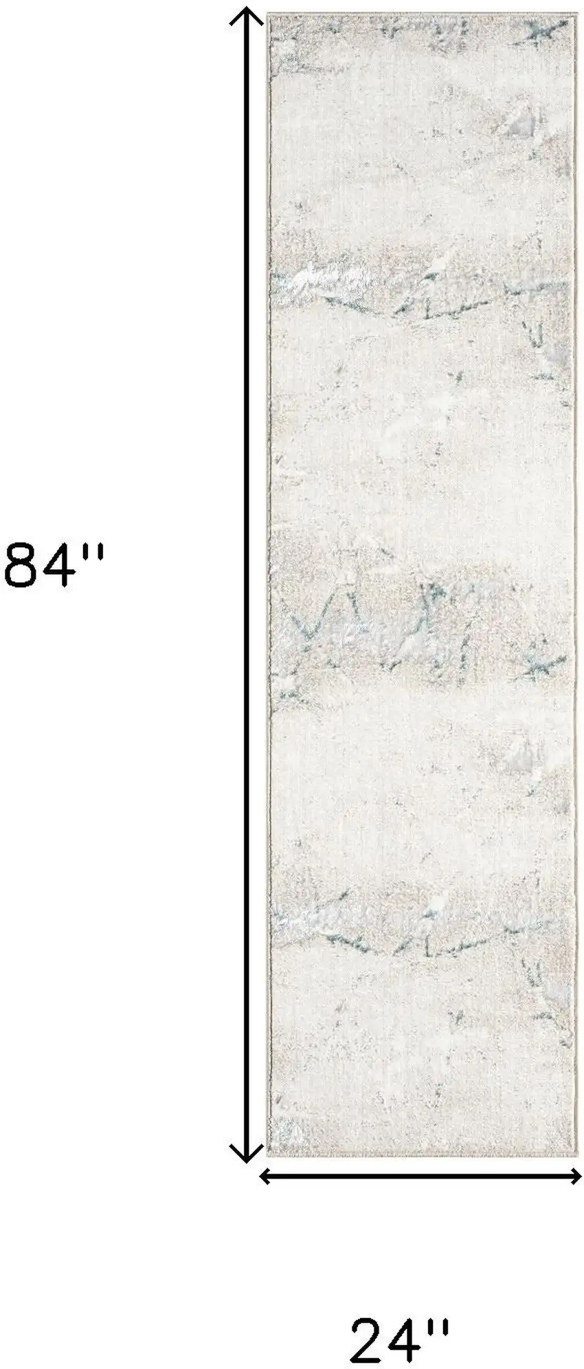 7' Beige And Blue Abstract Distressed Runner Rug Photo 3