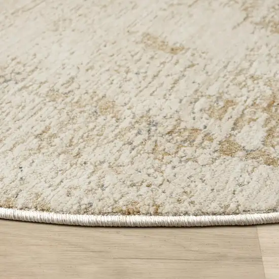 6' Beige And Blue Abstract Round Rug Photo 3