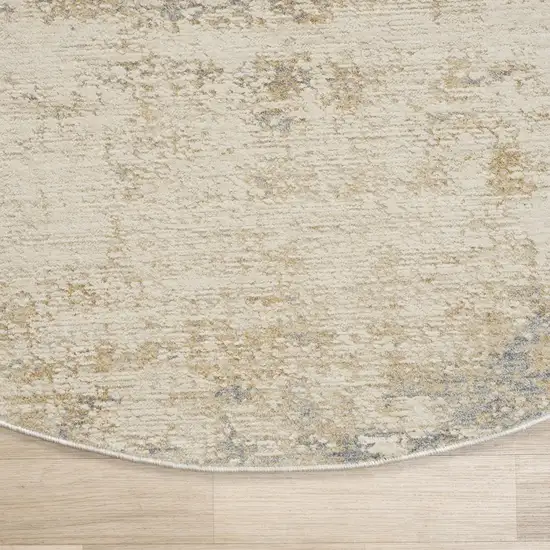 6' Beige And Blue Abstract Round Rug Photo 5
