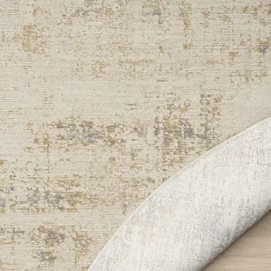 6' Beige And Blue Abstract Round Rug Photo 6