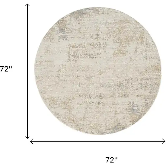 6' Beige And Blue Abstract Round Rug Photo 8