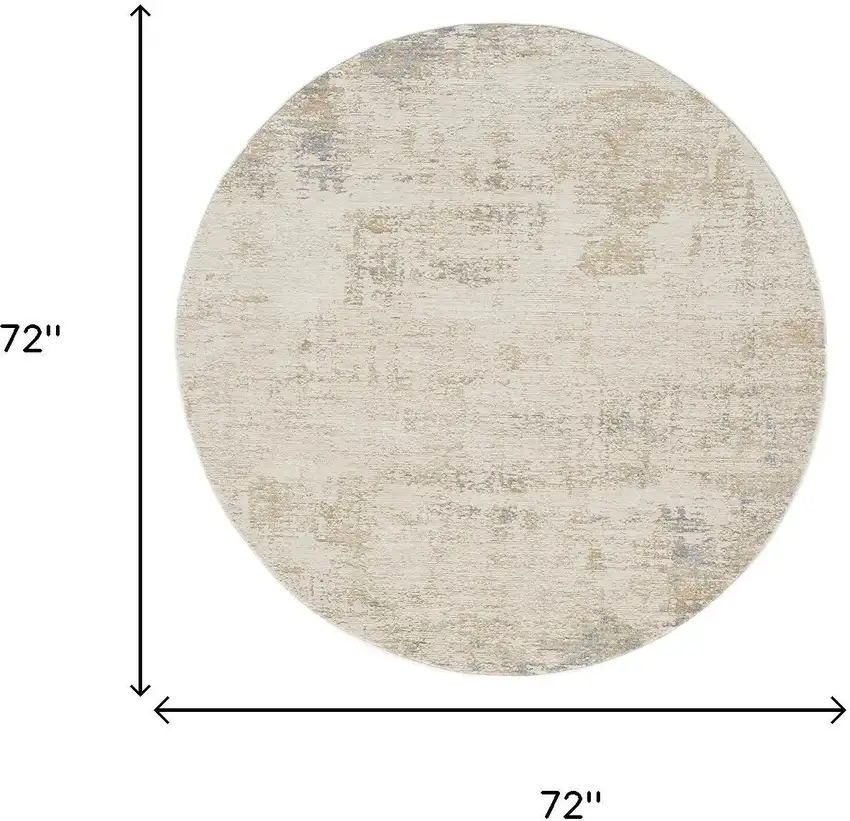 6' Beige And Blue Abstract Round Rug Photo 8