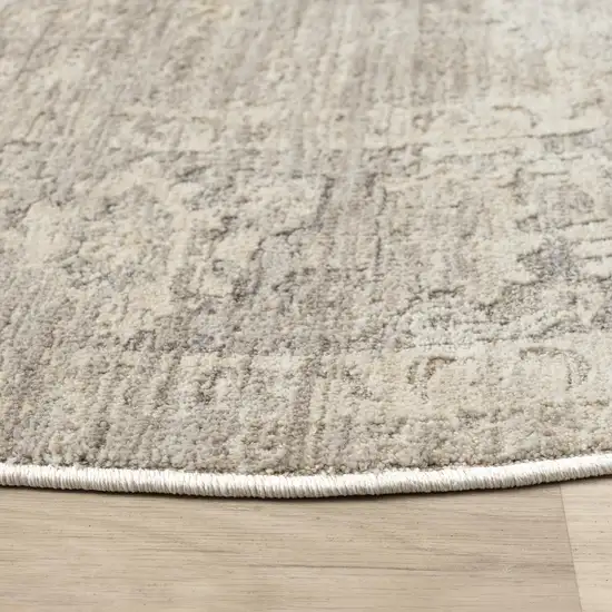 6' Beige And Blue Abstract Round Rug Photo 3