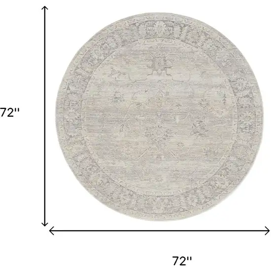 6' Beige And Blue Abstract Round Rug Photo 8
