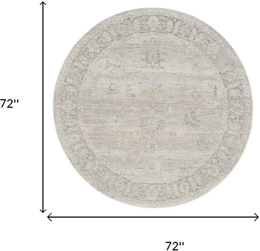 6' Beige And Blue Abstract Round Rug Photo 8