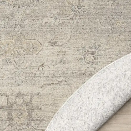 6' Beige And Blue Abstract Round Rug Photo 6