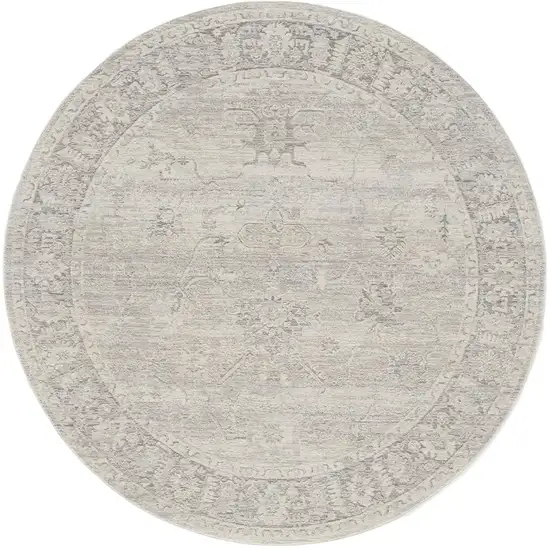 6' Beige And Blue Abstract Round Rug Photo 2