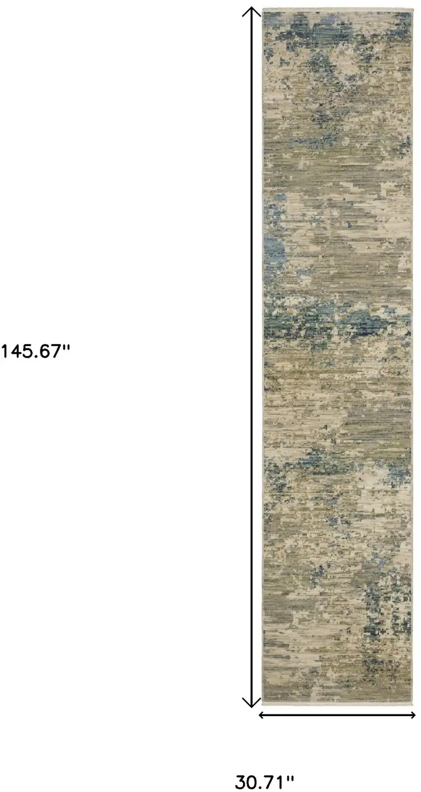 12' Beige And Blue Abstract Runner Rug With Fringe Photo 9