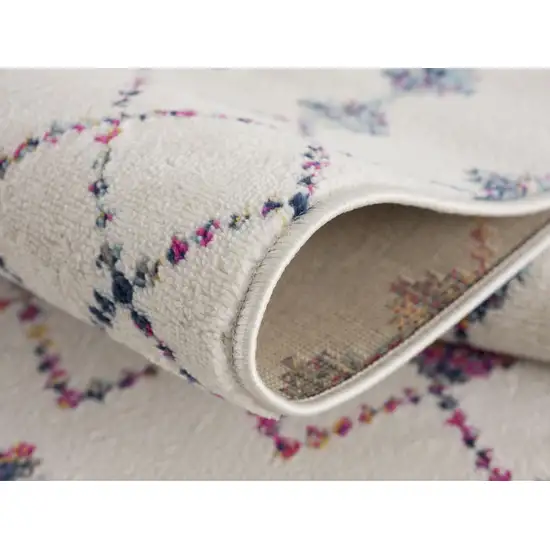 9' Beige And Blue Abstract Runner Rug Photo 8