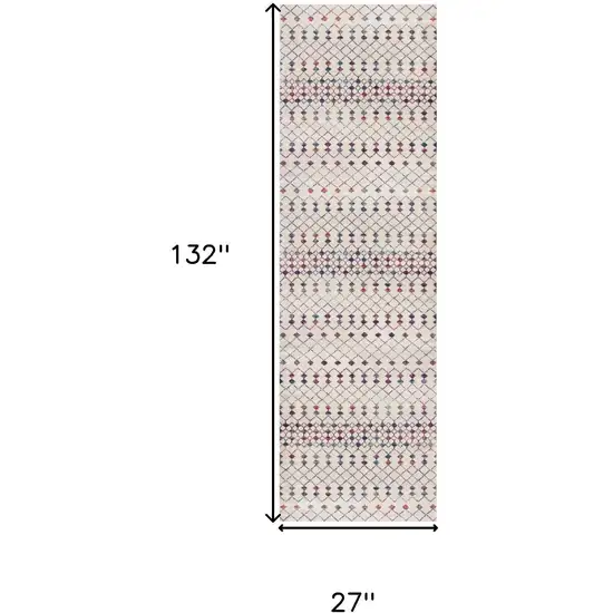 11' Beige And Blue Abstract Runner Rug Photo 3