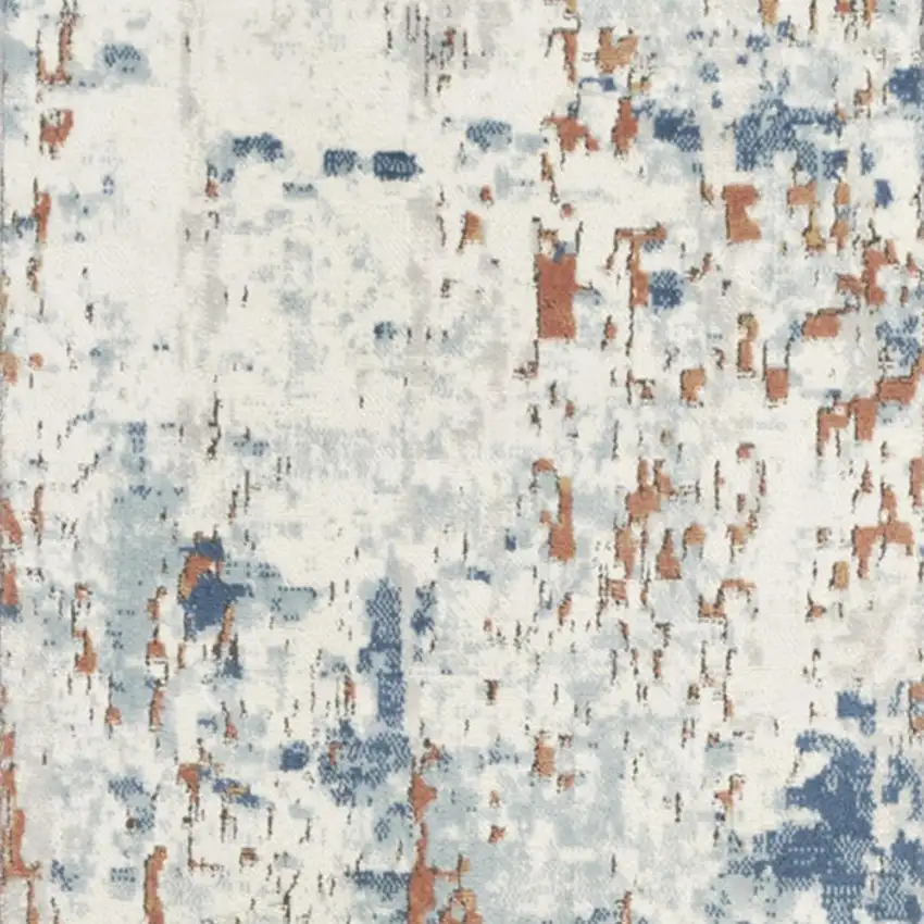 8' Beige And Blue Abstract Runner Rug Photo 4