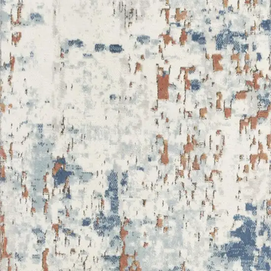 8' Beige And Blue Abstract Runner Rug Photo 4