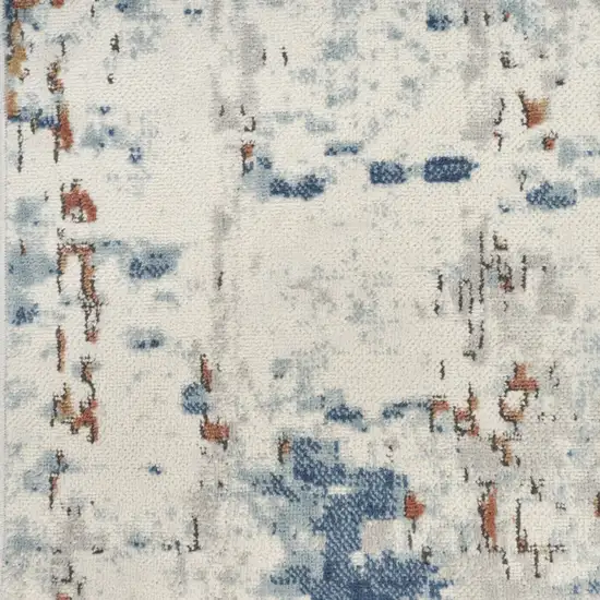 8' Beige And Blue Abstract Runner Rug Photo 7