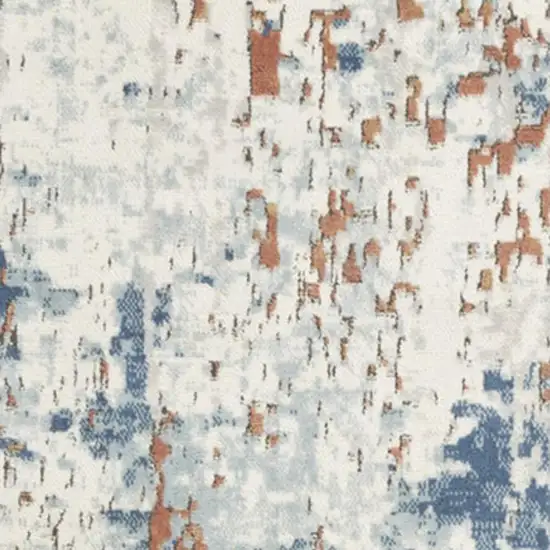 8' Beige And Blue Abstract Runner Rug Photo 3