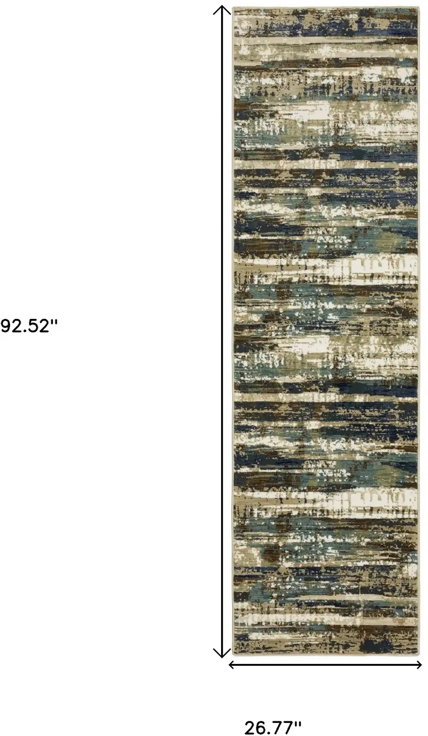 8' Beige And Blue Abstract Runner Rug Photo 3