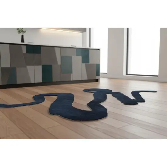 5' Beige And Blue Abstract Washable Round Rug With UV Protection Photo 1