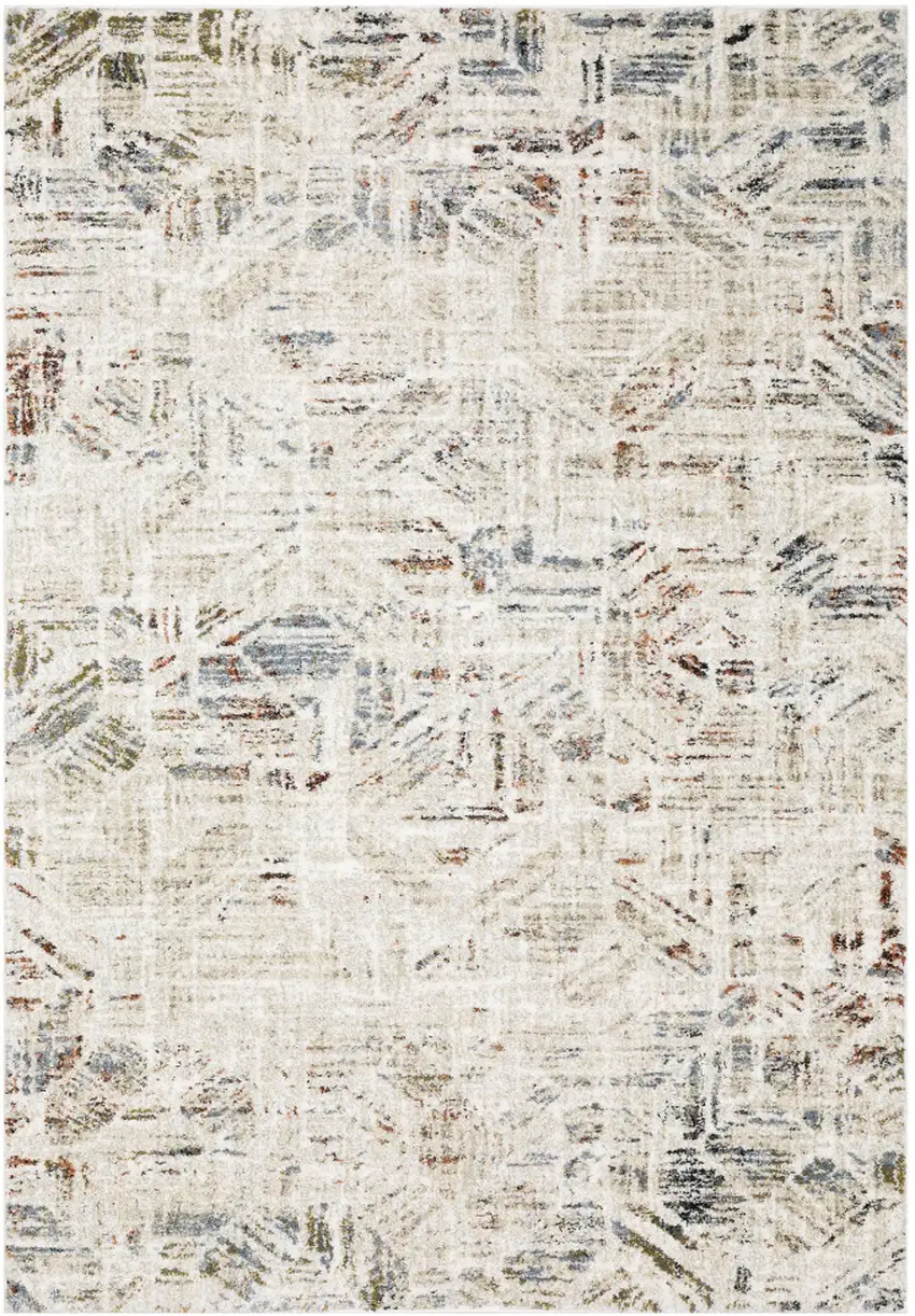 7' Beige And Blue Geometric Runner Rug Photo 6