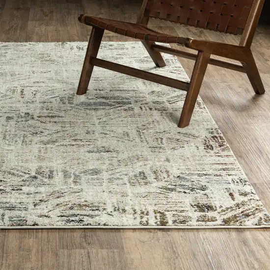 7' Beige And Blue Geometric Runner Rug Photo 5