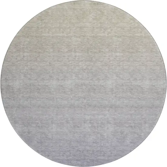 8' Beige And Blue Ombre Washable Round Rug With UV Protection Photo 1