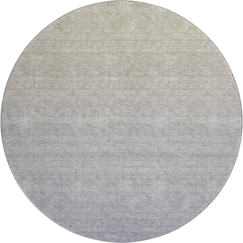 8' Beige And Blue Ombre Washable Round Rug With UV Protection Photo 1