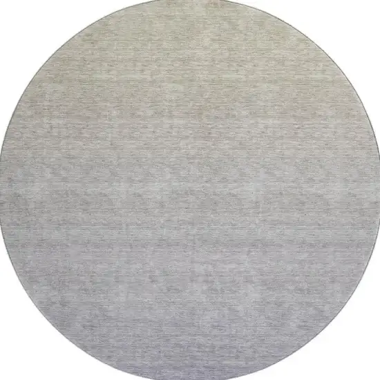 8' Beige And Blue Ombre Washable Round Rug With UV Protection Photo 4