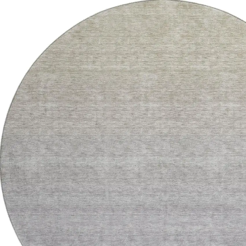 8' Beige And Blue Ombre Washable Round Rug With UV Protection Photo 3