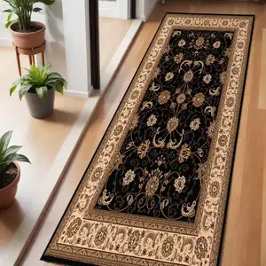 Photo of 6' Beige And Blue Oriental Runner Rug