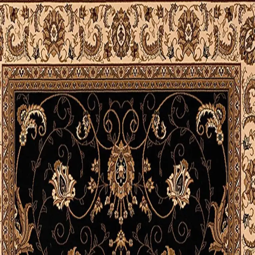 6' Beige And Blue Oriental Runner Rug Photo 5