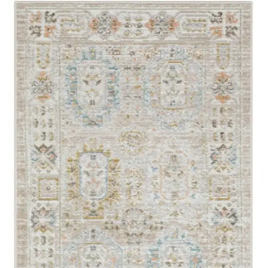 8' Beige And Blue Oriental Runner Rug Photo 4
