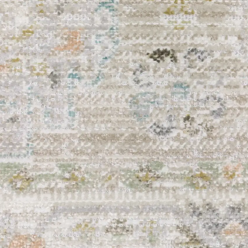 8' Beige And Blue Oriental Runner Rug Photo 8