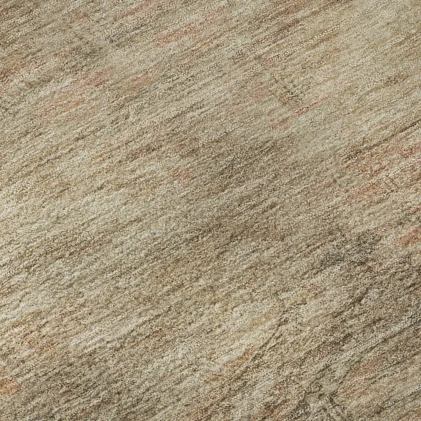 8' Beige And Brown Abstract Geometric Washable Round Rug With UV Protection Photo 8