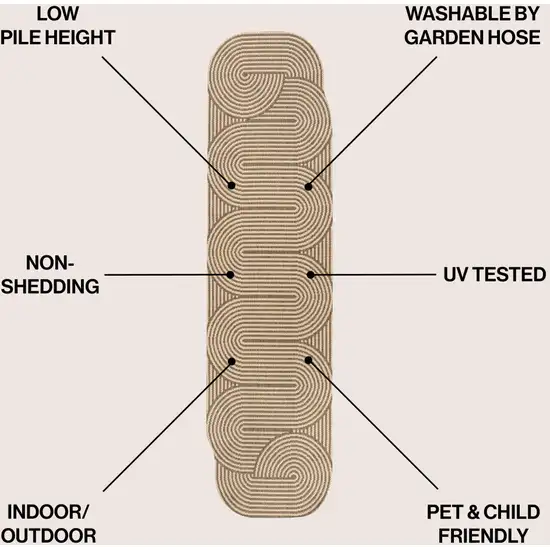 8' Beige And Brown Abstract Indoor Outdoor Runner Rug Photo 7