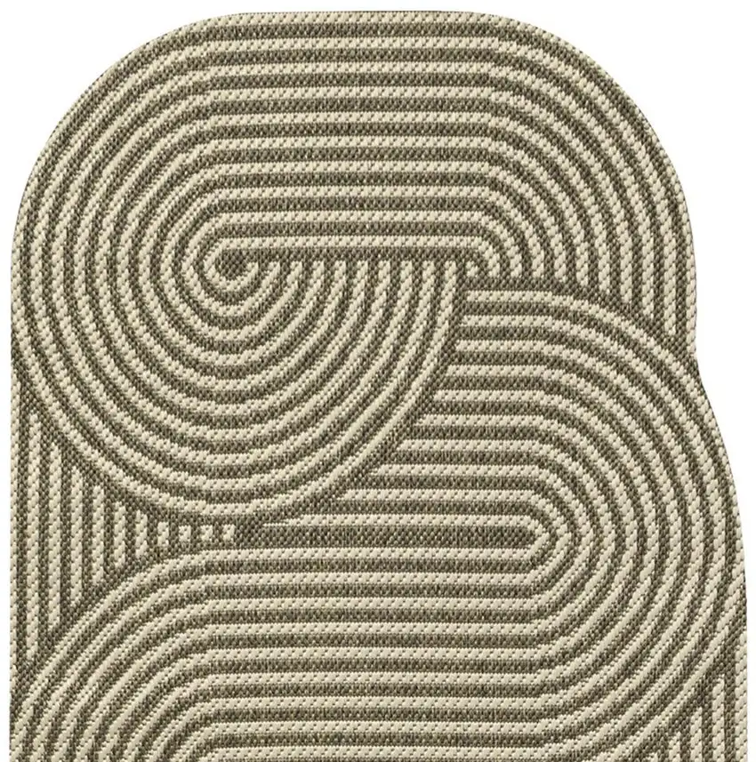 8' Beige And Brown Abstract Indoor Outdoor Runner Rug Photo 3