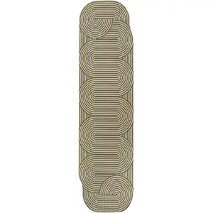 Photo of 8' Beige And Brown Abstract Indoor Outdoor Runner Rug