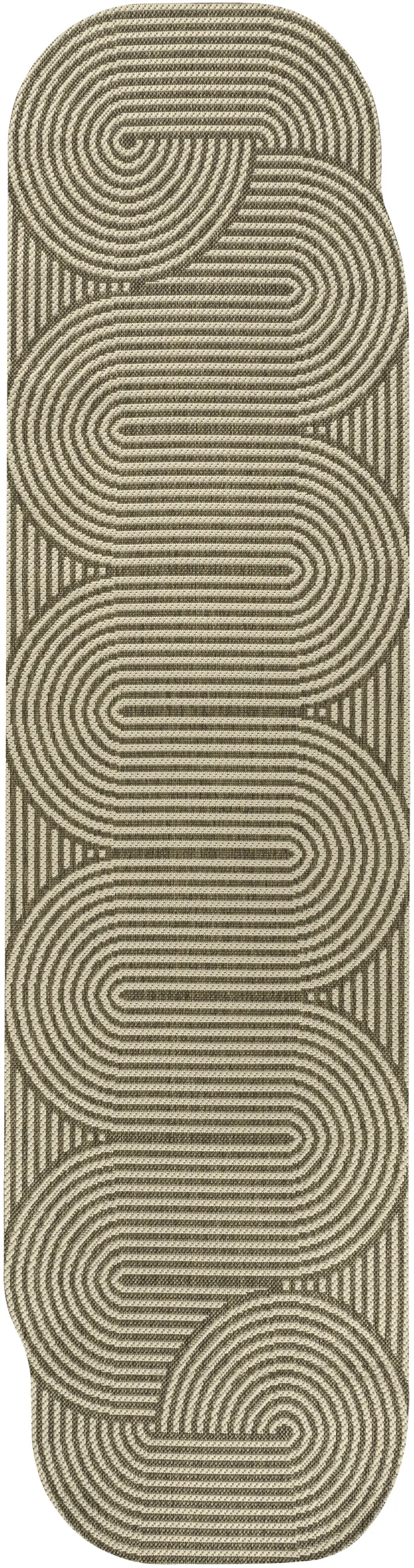 8' Beige And Brown Abstract Indoor Outdoor Runner Rug Photo 1