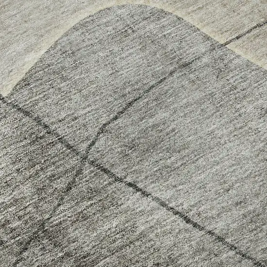 8' Beige And Brown Abstract Washable Round Rug With UV Protection Photo 8