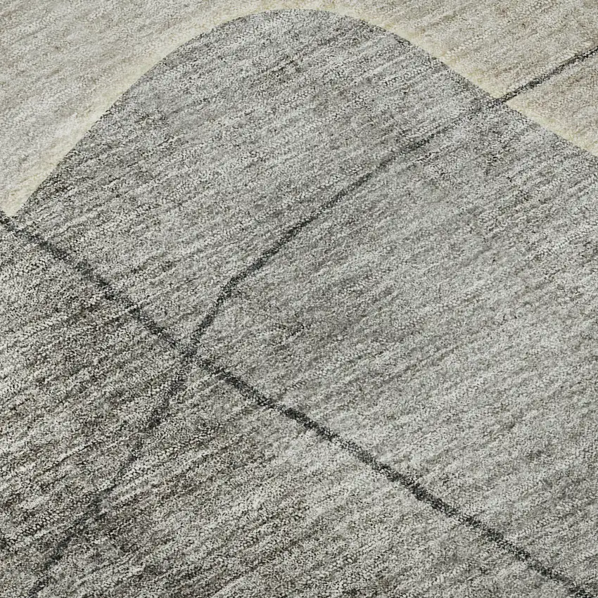 8' Beige And Brown Abstract Washable Round Rug With UV Protection Photo 8